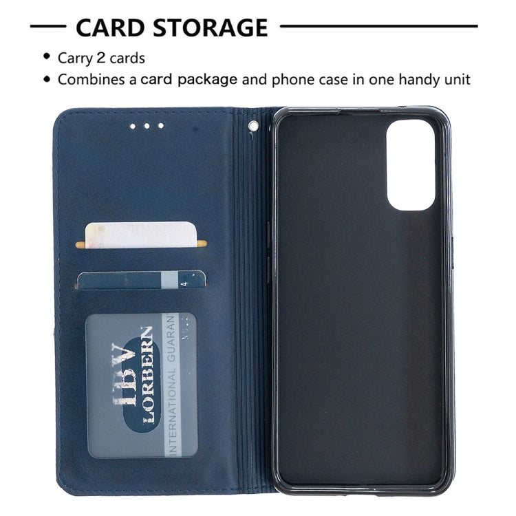 For OPPO Reno4 5G Rhombus Texture Horizontal Flip Magnetic Leather Case with Holder & Card Slots