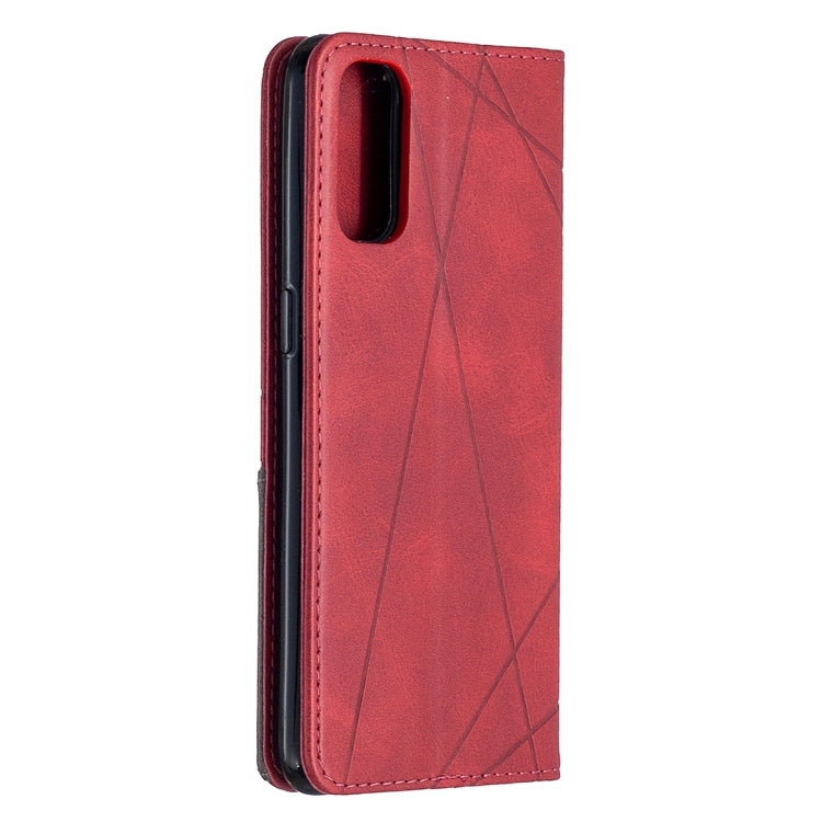 For OPPO Reno4 5G Rhombus Texture Horizontal Flip Magnetic Leather Case with Holder & Card Slots