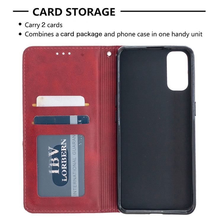 For OPPO Reno4 5G Rhombus Texture Horizontal Flip Magnetic Leather Case with Holder & Card Slots