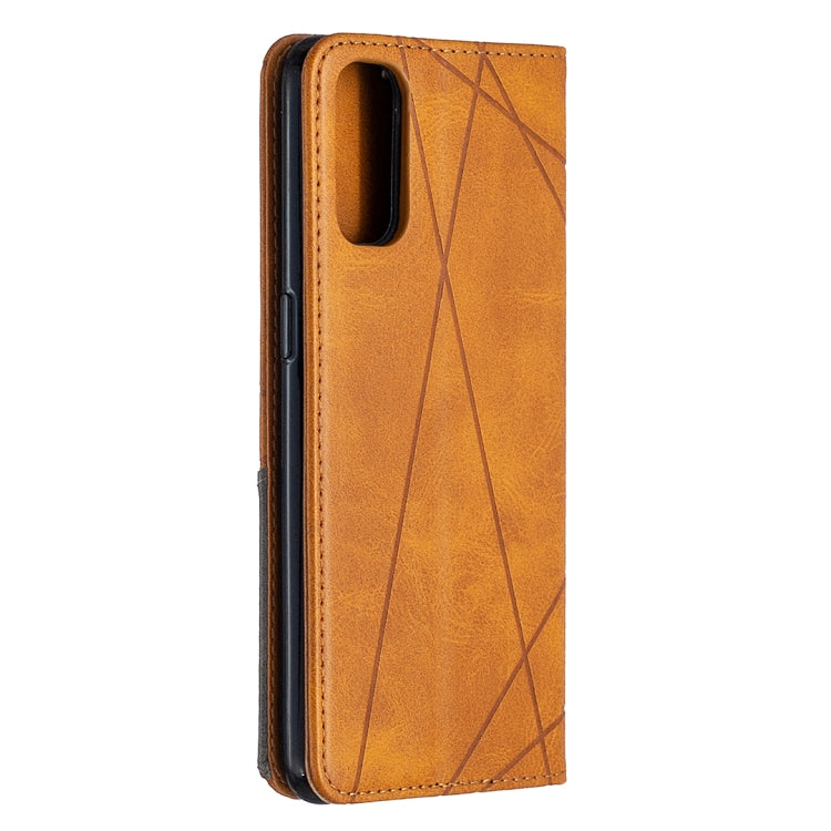 For OPPO Reno4 5G Rhombus Texture Horizontal Flip Magnetic Leather Case with Holder & Card Slots