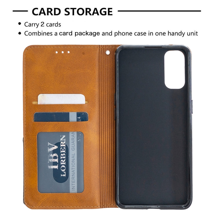 For OPPO Reno4 5G Rhombus Texture Horizontal Flip Magnetic Leather Case with Holder & Card Slots