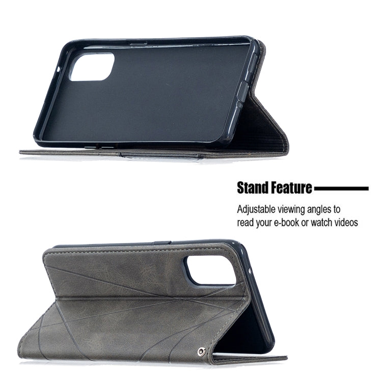For OPPO Reno4 5G Rhombus Texture Horizontal Flip Magnetic Leather Case with Holder & Card Slots