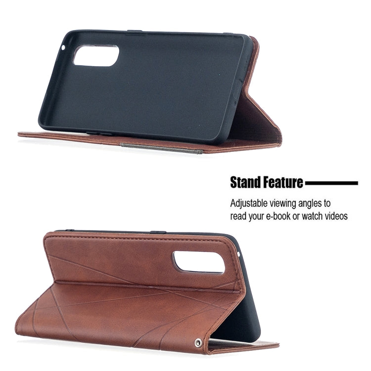 For OPPO Find X2 Neo / Reno 3 Pro Rhombus Texture Horizontal Flip Magnetic Leather Case with Holder & Card Slots