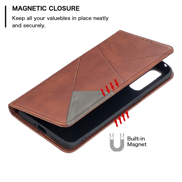 For OPPO Find X2 Neo / Reno 3 Pro Rhombus Texture Horizontal Flip Magnetic Leather Case with Holder & Card Slots