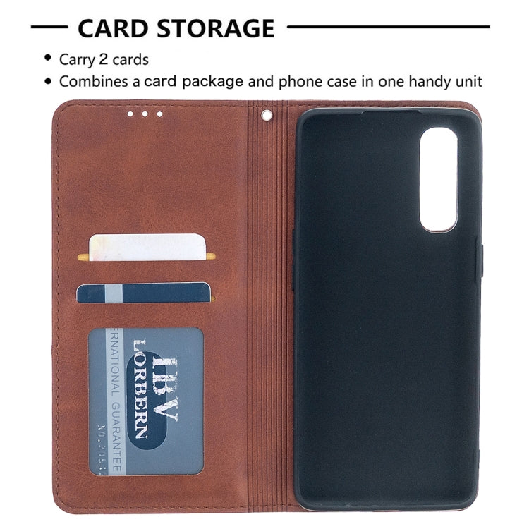 For OPPO Find X2 Neo / Reno 3 Pro Rhombus Texture Horizontal Flip Magnetic Leather Case with Holder & Card Slots