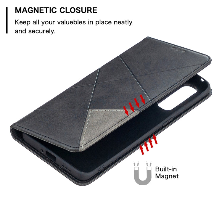 For OPPO Find X2 Neo / Reno 3 Pro Rhombus Texture Horizontal Flip Magnetic Leather Case with Holder & Card Slots