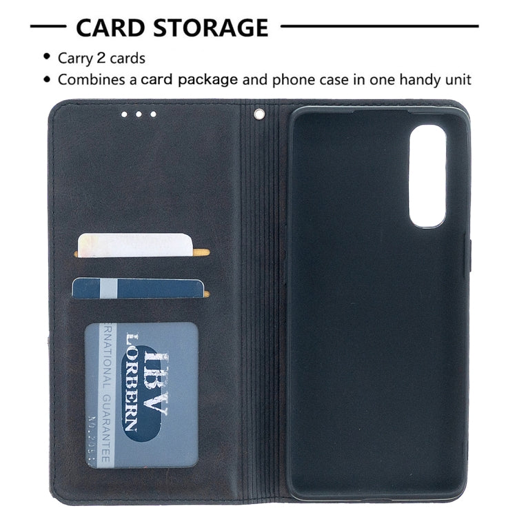 For OPPO Find X2 Neo / Reno 3 Pro Rhombus Texture Horizontal Flip Magnetic Leather Case with Holder & Card Slots