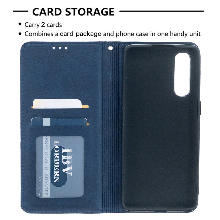 For OPPO Find X2 Neo / Reno 3 Pro Rhombus Texture Horizontal Flip Magnetic Leather Case with Holder & Card Slots