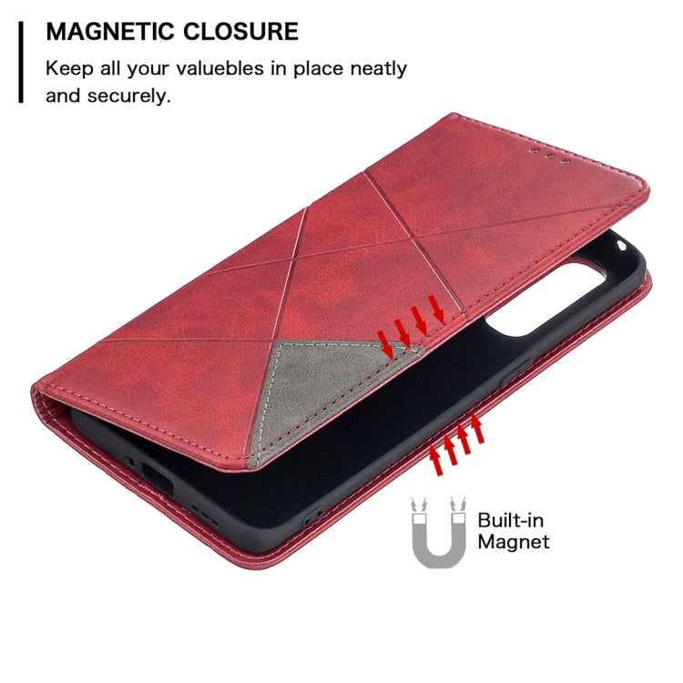 For OPPO Find X2 Neo / Reno 3 Pro Rhombus Texture Horizontal Flip Magnetic Leather Case with Holder & Card Slots