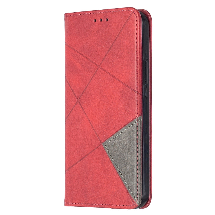 For iPhone 12 / 12 Pro Rhombus Texture Horizontal Flip Magnetic Leather Case with Holder & Card Slots