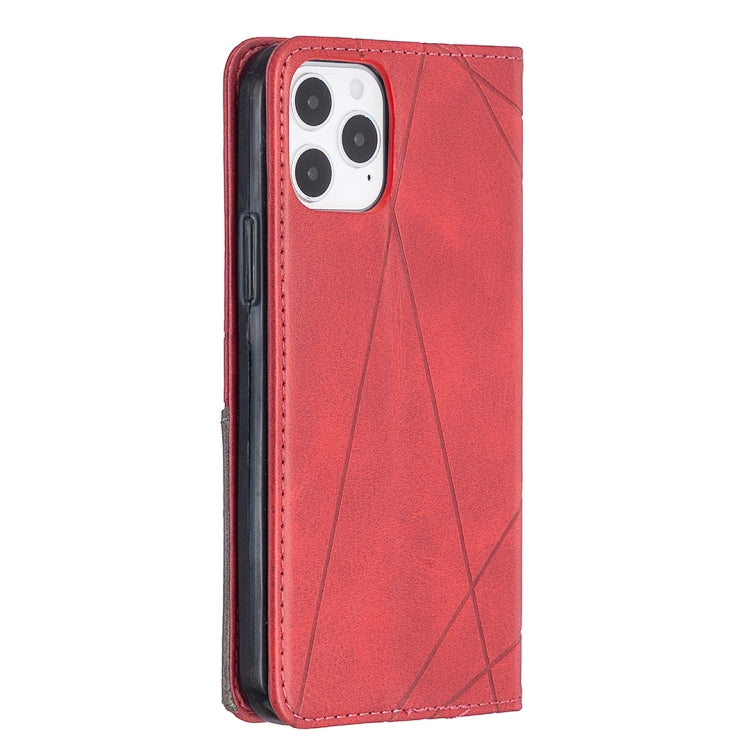For iPhone 12 / 12 Pro Rhombus Texture Horizontal Flip Magnetic Leather Case with Holder & Card Slots