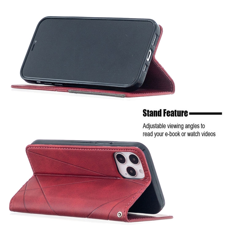 For iPhone 12 / 12 Pro Rhombus Texture Horizontal Flip Magnetic Leather Case with Holder & Card Slots