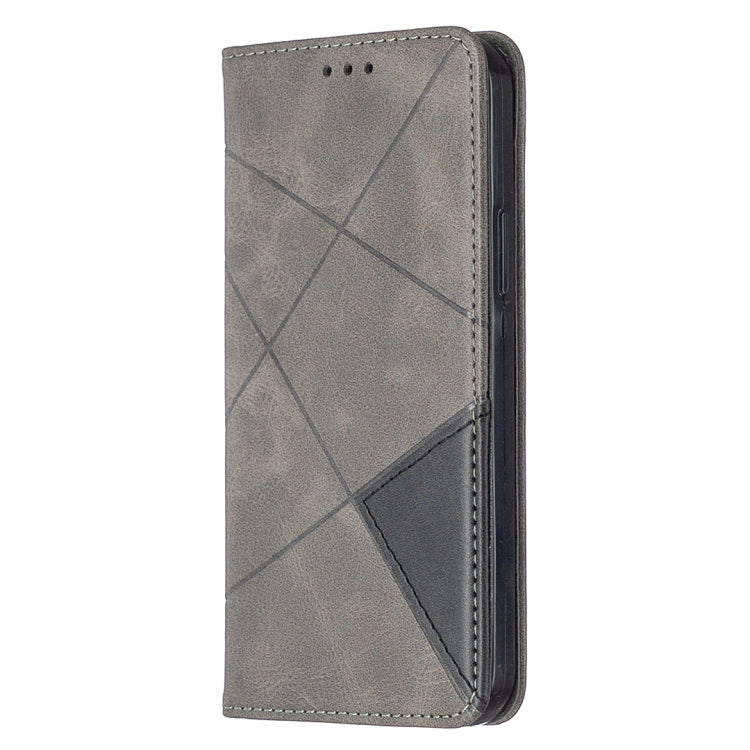 For iPhone 12 / 12 Pro Rhombus Texture Horizontal Flip Magnetic Leather Case with Holder & Card Slots
