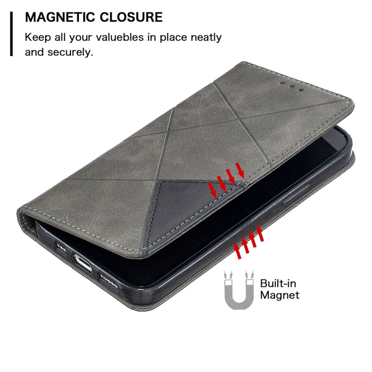 For iPhone 12 / 12 Pro Rhombus Texture Horizontal Flip Magnetic Leather Case with Holder & Card Slots