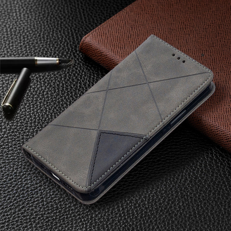 For iPhone 12 / 12 Pro Rhombus Texture Horizontal Flip Magnetic Leather Case with Holder & Card Slots