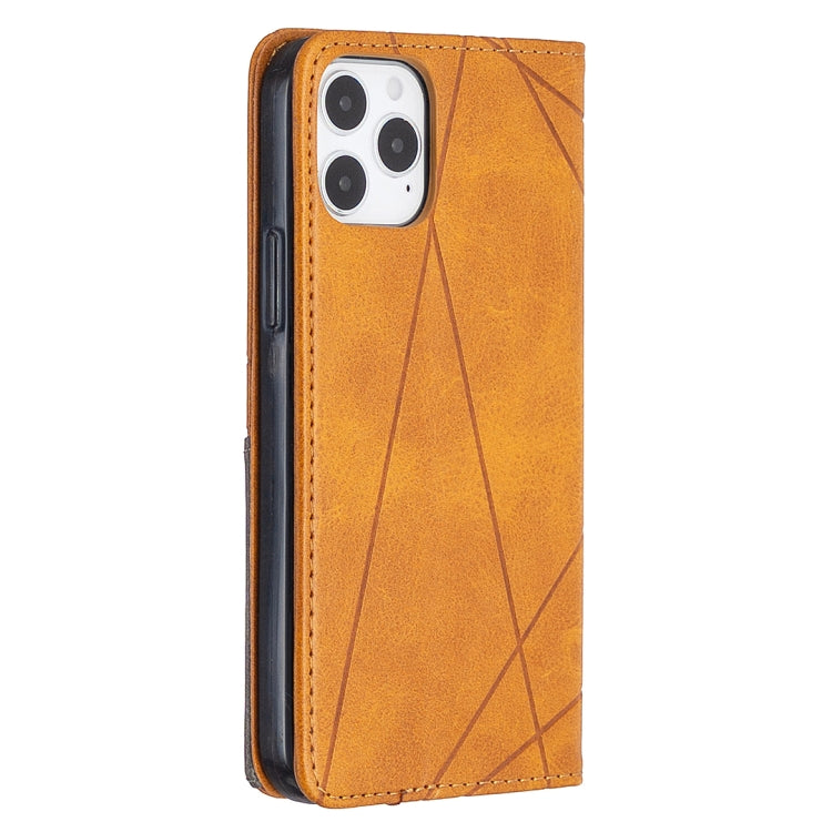 For iPhone 12 / 12 Pro Rhombus Texture Horizontal Flip Magnetic Leather Case with Holder & Card Slots