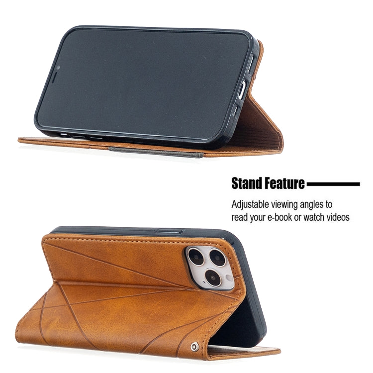 For iPhone 12 / 12 Pro Rhombus Texture Horizontal Flip Magnetic Leather Case with Holder & Card Slots