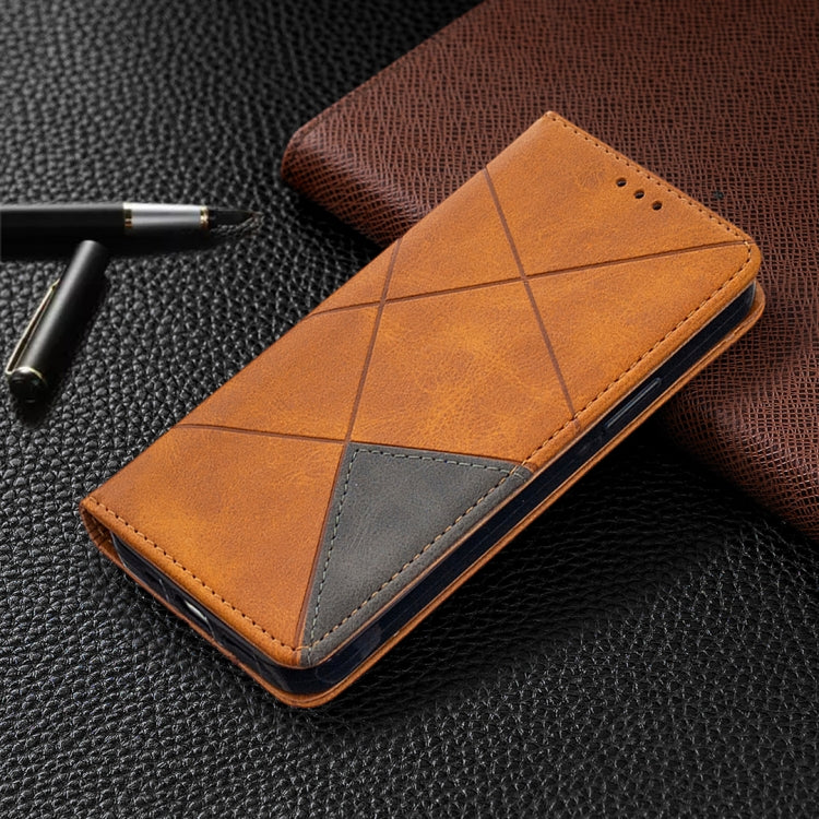 For iPhone 12 / 12 Pro Rhombus Texture Horizontal Flip Magnetic Leather Case with Holder & Card Slots