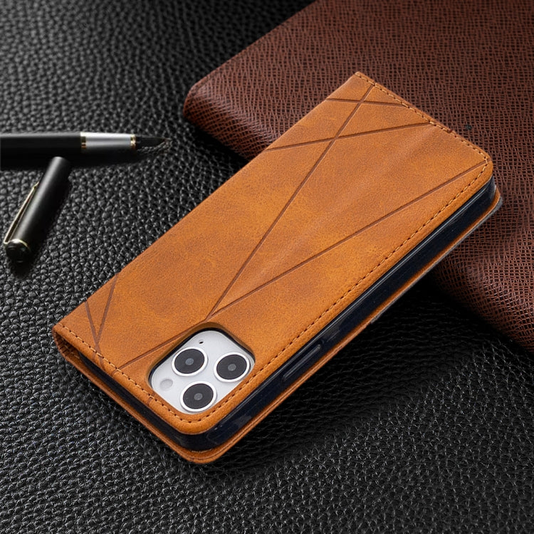 For iPhone 12 / 12 Pro Rhombus Texture Horizontal Flip Magnetic Leather Case with Holder & Card Slots