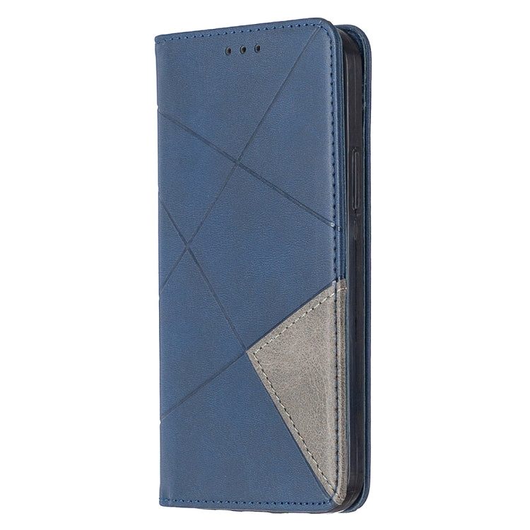 For iPhone 12 / 12 Pro Rhombus Texture Horizontal Flip Magnetic Leather Case with Holder & Card Slots