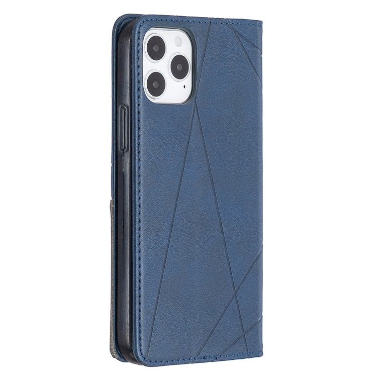 For iPhone 12 / 12 Pro Rhombus Texture Horizontal Flip Magnetic Leather Case with Holder & Card Slots