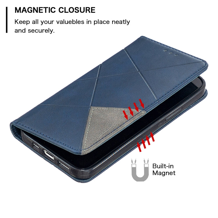 For iPhone 12 / 12 Pro Rhombus Texture Horizontal Flip Magnetic Leather Case with Holder & Card Slots