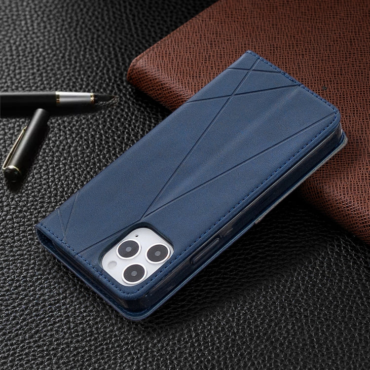For iPhone 12 / 12 Pro Rhombus Texture Horizontal Flip Magnetic Leather Case with Holder & Card Slots