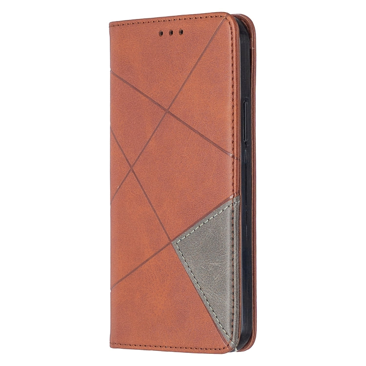 For iPhone 12 / 12 Pro Rhombus Texture Horizontal Flip Magnetic Leather Case with Holder & Card Slots