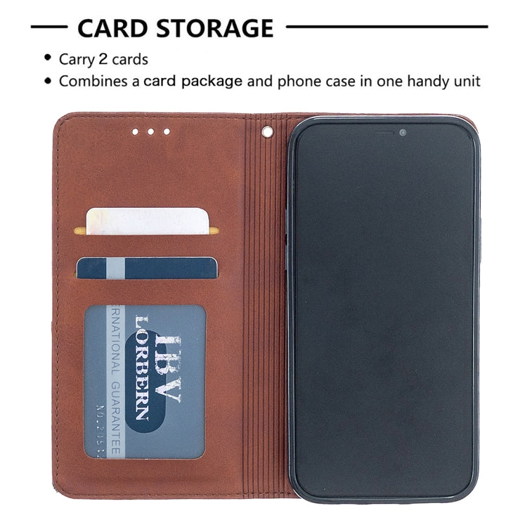 For iPhone 12 / 12 Pro Rhombus Texture Horizontal Flip Magnetic Leather Case with Holder & Card Slots