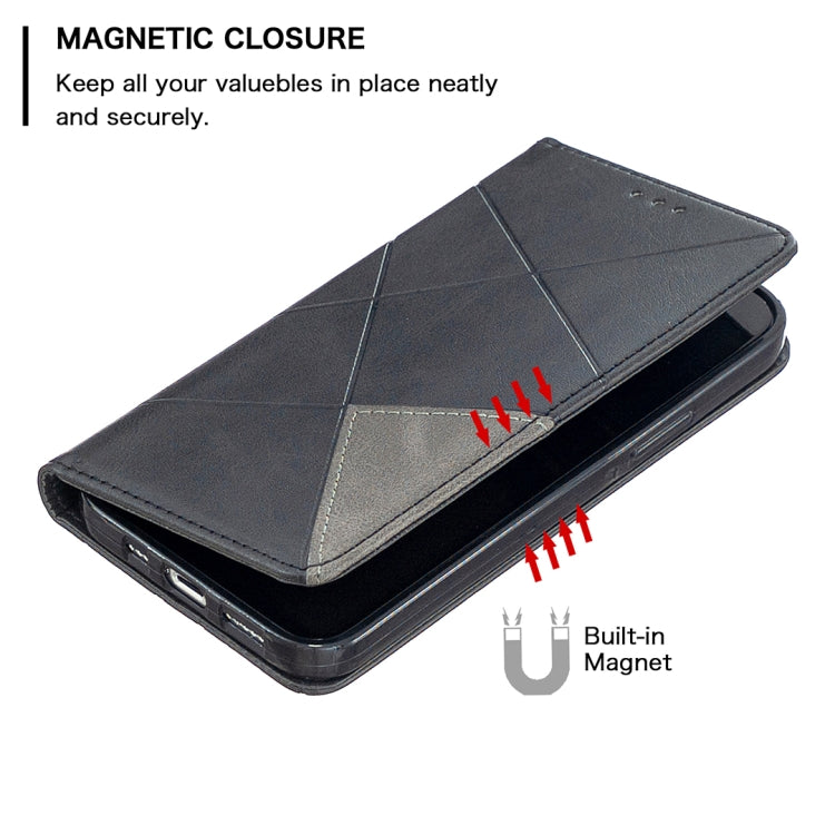 For iPhone 12 / 12 Pro Rhombus Texture Horizontal Flip Magnetic Leather Case with Holder & Card Slots