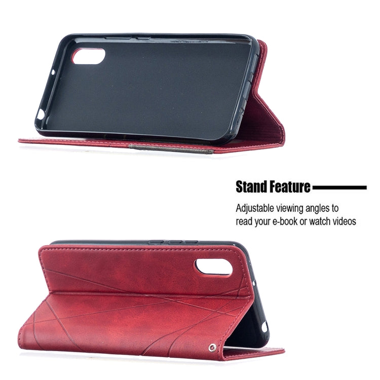 For Xiaomi Redmi 9A Rhombus Texture Horizontal Flip Magnetic Leather Case with Holder & Card Slots