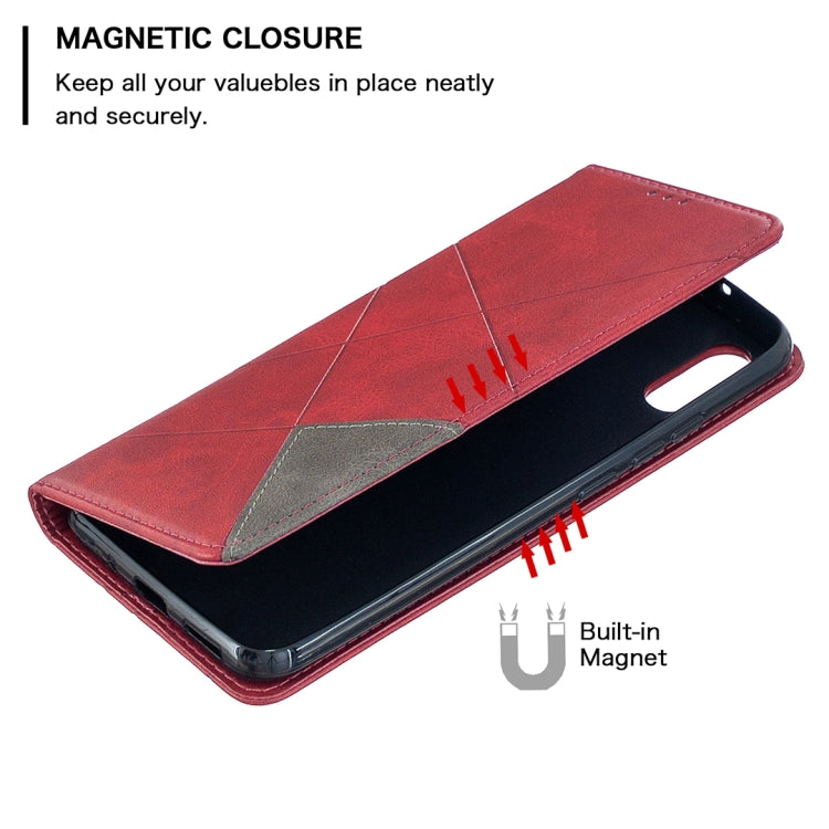 For Xiaomi Redmi 9A Rhombus Texture Horizontal Flip Magnetic Leather Case with Holder & Card Slots