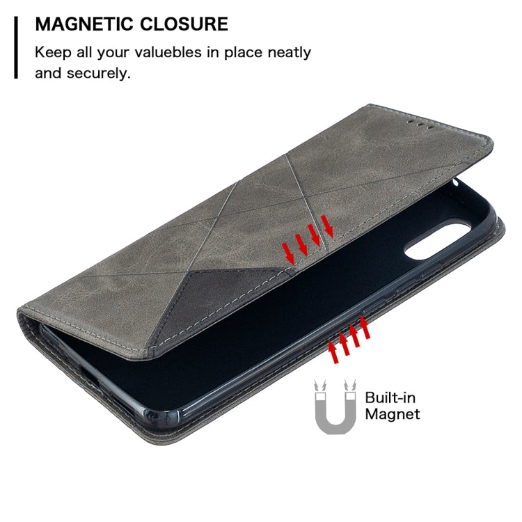 For Xiaomi Redmi 9A Rhombus Texture Horizontal Flip Magnetic Leather Case with Holder & Card Slots