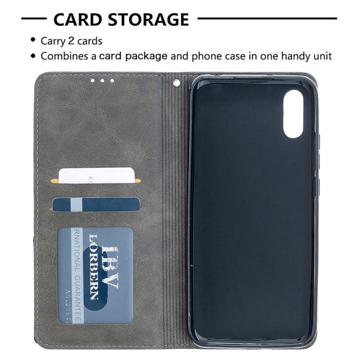 For Xiaomi Redmi 9A Rhombus Texture Horizontal Flip Magnetic Leather Case with Holder & Card Slots