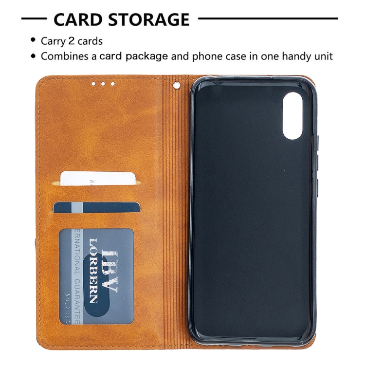 For Xiaomi Redmi 9A Rhombus Texture Horizontal Flip Magnetic Leather Case with Holder & Card Slots