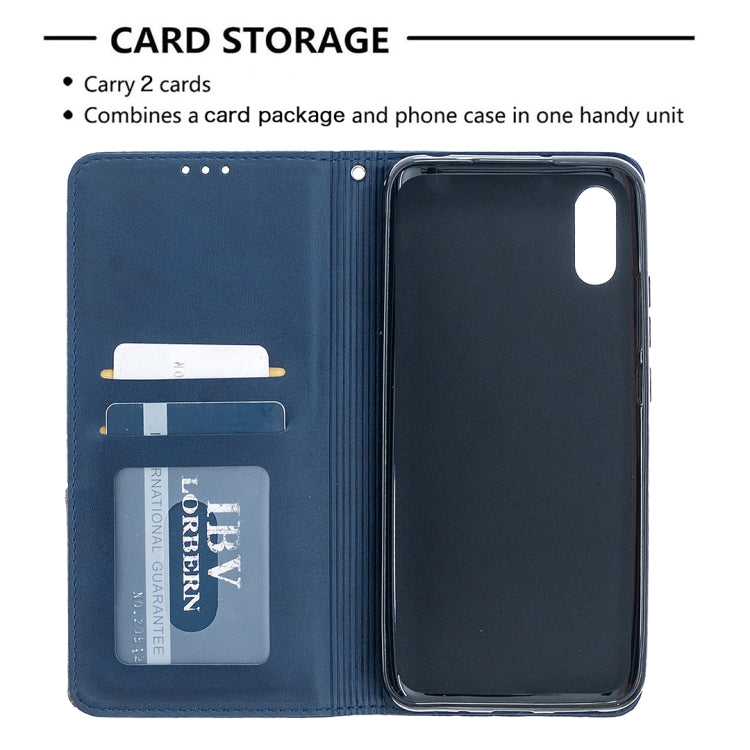 For Xiaomi Redmi 9A Rhombus Texture Horizontal Flip Magnetic Leather Case with Holder & Card Slots