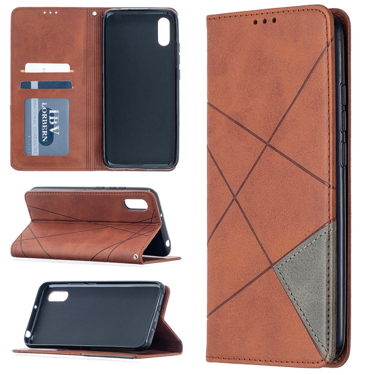 For Xiaomi Redmi 9A Rhombus Texture Horizontal Flip Magnetic Leather Case with Holder & Card Slots