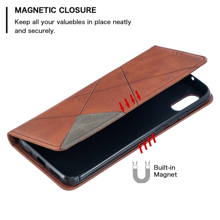 For Xiaomi Redmi 9A Rhombus Texture Horizontal Flip Magnetic Leather Case with Holder & Card Slots