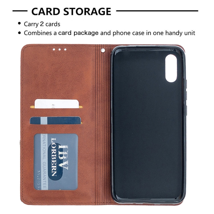 For Xiaomi Redmi 9A Rhombus Texture Horizontal Flip Magnetic Leather Case with Holder & Card Slots