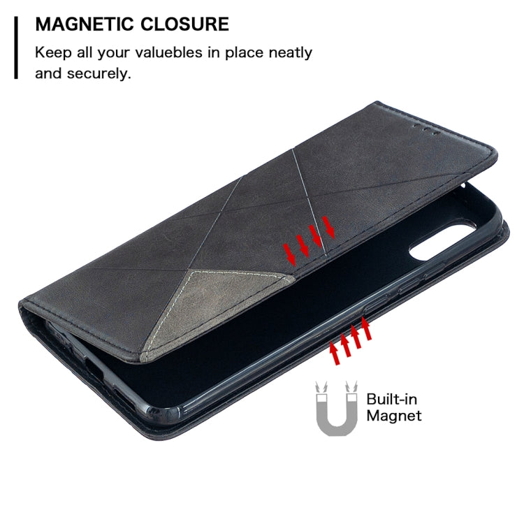 For Xiaomi Redmi 9A Rhombus Texture Horizontal Flip Magnetic Leather Case with Holder & Card Slots
