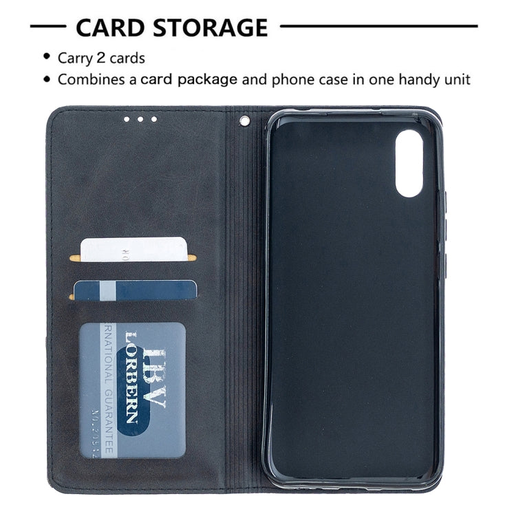 For Xiaomi Redmi 9A Rhombus Texture Horizontal Flip Magnetic Leather Case with Holder & Card Slots