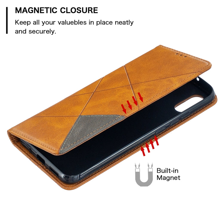 For Xiaomi Redmi 9C Rhombus Texture Horizontal Flip Magnetic Leather Case with Holder & Card Slots