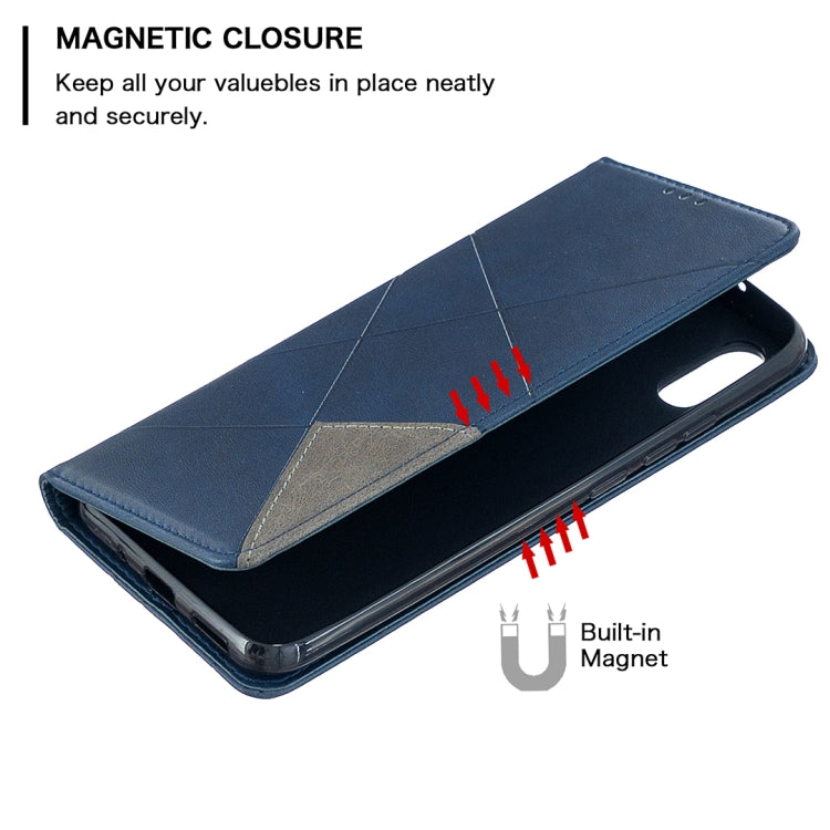 For Xiaomi Redmi 9C Rhombus Texture Horizontal Flip Magnetic Leather Case with Holder & Card Slots