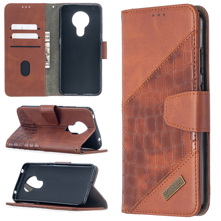 For Nokia 5.3 Matching Color Crocodile Texture Horizontal Flip PU Leather Case with Wallet & Holder & Card Slots