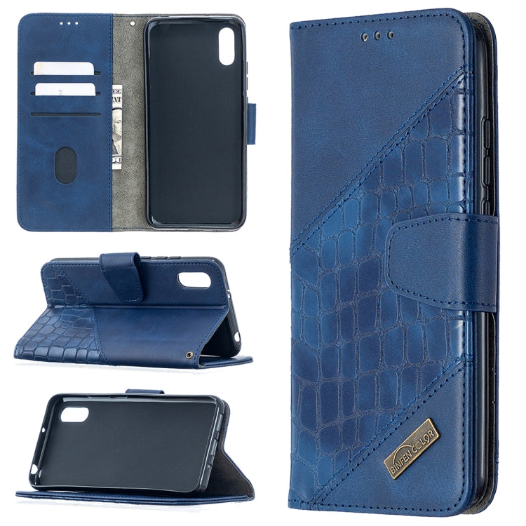 For Xiaomi Redmi 9A Matching Color Crocodile Texture Horizontal Flip PU Leather Case with Wallet & Holder & Card Slots
