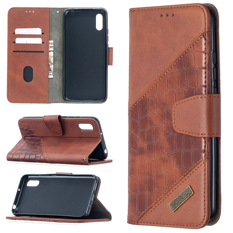 For Xiaomi Redmi 9A Matching Color Crocodile Texture Horizontal Flip PU Leather Case with Wallet & Holder & Card Slots