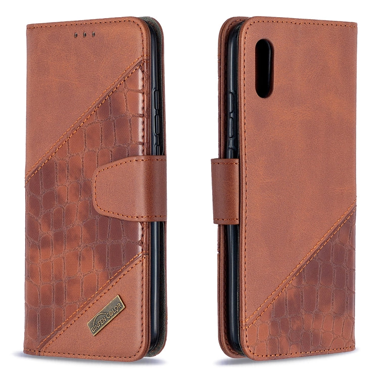 For Xiaomi Redmi 9A Matching Color Crocodile Texture Horizontal Flip PU Leather Case with Wallet & Holder & Card Slots