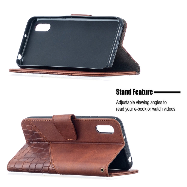 For Xiaomi Redmi 9A Matching Color Crocodile Texture Horizontal Flip PU Leather Case with Wallet & Holder & Card Slots