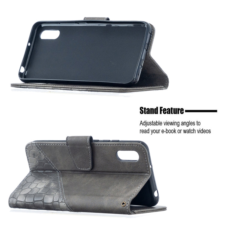 For Xiaomi Redmi 9A Matching Color Crocodile Texture Horizontal Flip PU Leather Case with Wallet & Holder & Card Slots