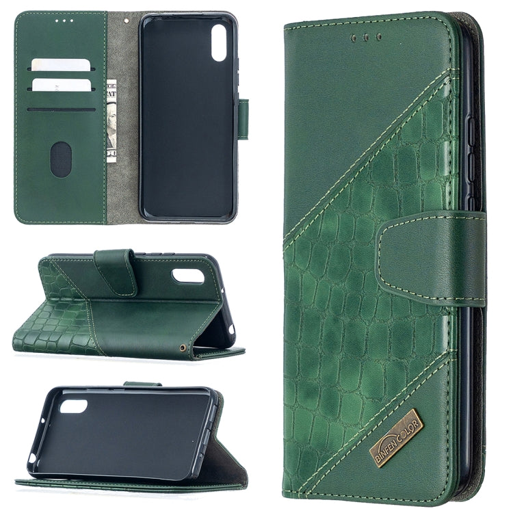 For Xiaomi Redmi 9A Matching Color Crocodile Texture Horizontal Flip PU Leather Case with Wallet & Holder & Card Slots